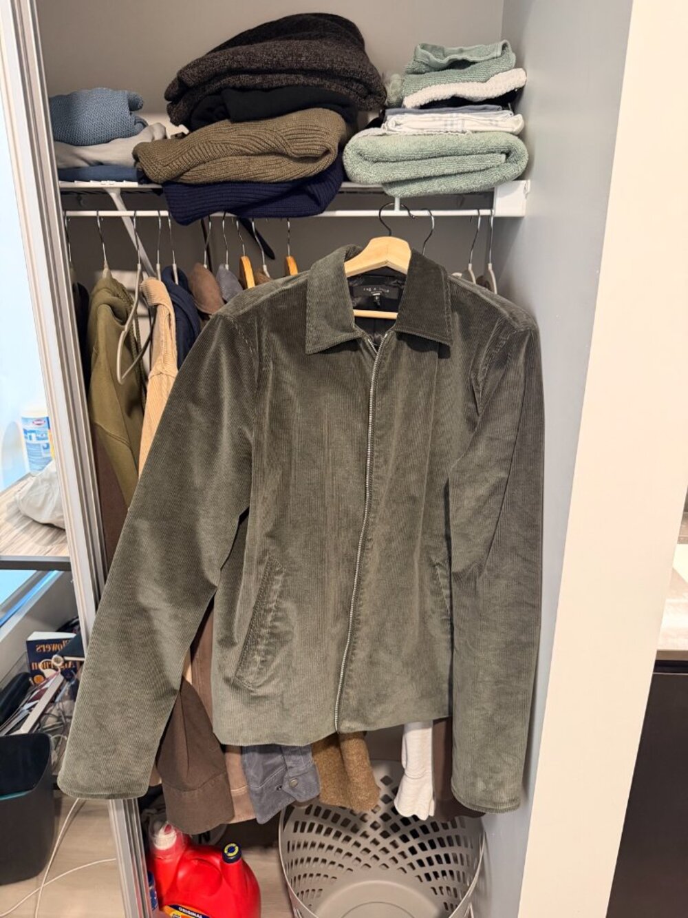 rag & bone Olive Green Corduroy Zip-Front Jacket - Men's Large